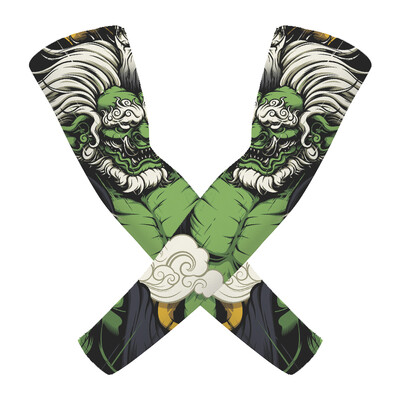 1 Pair Breathable Quick Dry 3D Tattoo UV Protection Ποδηλατικά μανίκια μπράτσων για άντρες μπάσκετ Αθλητικά θερμαντήρες συμπίεσης βραχιόνων για τρέξιμο
