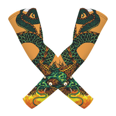 1 Pair Breathable Quick Dry 3D Tattoo UV Protection Ποδηλατικά μανίκια μπράτσων για άντρες μπάσκετ Αθλητικά θερμαντήρες συμπίεσης βραχιόνων για τρέξιμο