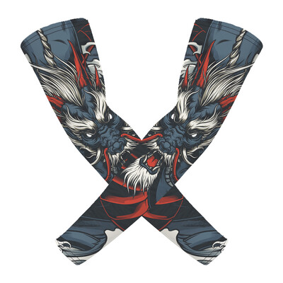1 Pair Breathable Quick Dry 3D Tattoo UV Protection Ποδηλατικά μανίκια μπράτσων για άντρες μπάσκετ Αθλητικά θερμαντήρες συμπίεσης βραχιόνων για τρέξιμο