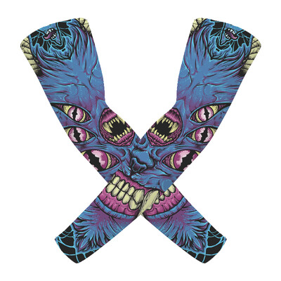1 Pair Breathable Quick Dry 3D Tattoo UV Protection Ποδηλατικά μανίκια μπράτσων για άντρες μπάσκετ Αθλητικά θερμαντήρες συμπίεσης βραχιόνων για τρέξιμο
