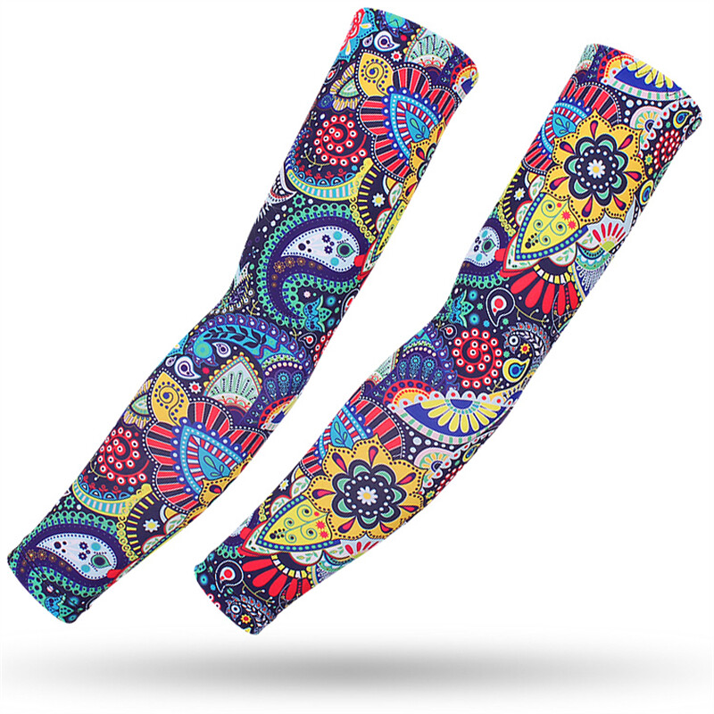 Спортен ръкав за ръка 2PCS Мъже Жени Пейсли Колоездене Ръкав за затопляне на ръка Татуировка Лято Бягане Баскетбол UV защита Леден плат
