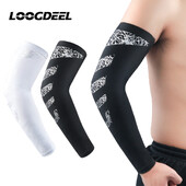 LOOGDEEL 1Pcs Αθλητικός βραχίονας Προστασία σιλικόνης Αντιολισθητική Υψηλή Ελαστική Συμπίεση Αντιηλιακή Προστασία Μανίκι Basketball Tennis Fitness