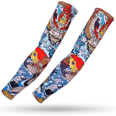 Καλοκαιρινό 3D τατουάζ Μανίκι Ice Silk Sleeves Αδιάβροχη αίσθηση Τρέξιμο Ποδηλασία Οδήγηση Ψάρεμα Ελαστικό κάλυμμα βραχίονα Προστασία βραχίονα