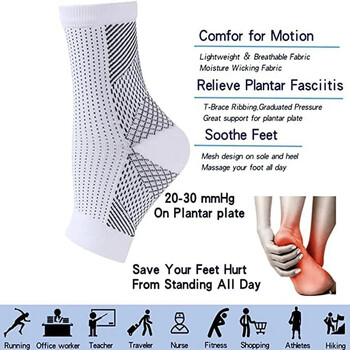 1 Pair Nano Socks Neuropathy Socks Συμπιεστικό μανίκι για πρήξιμο στον αστράγαλο, πελματιαία απονευρωσίτιδα, νευροπάθεια - Nano Brace για γυναίκες άνδρες