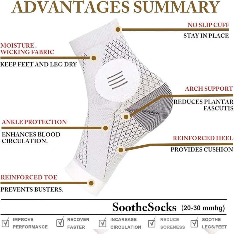 1 pora funkcinių kojinių, skirtų neuropatijai