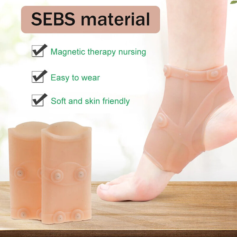 GOMOREON 1 бр. Нов магнитен терапевтичен скоб за глезен Поддържаща лента Спортна фитнес зала Предпазва мек дишащ протектор за глезена на краката