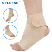 Поддържащ ръкав за глезена VELPEAU за спорт, бягане, подуване и изкълчване на глезена Компресионна скоба с отворена пета за мъже и жени