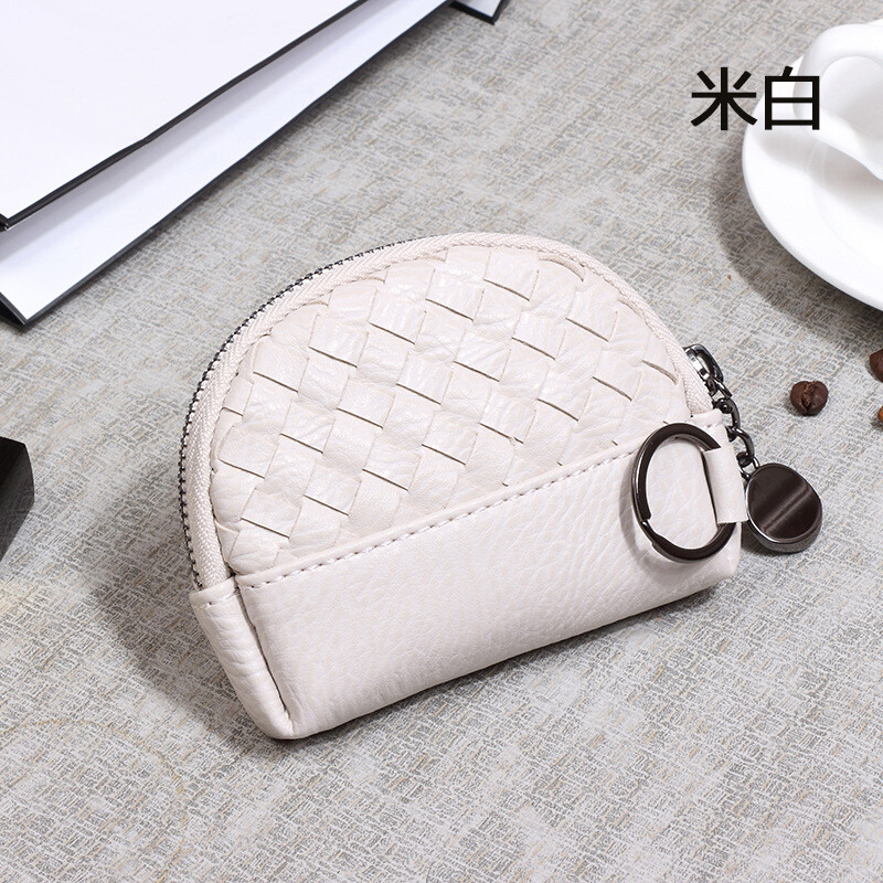 2024 Нови дамски чанти Ръчно плетен дамски портфейл Обикновено портмоне за монети Портфейл от PU кожа Малка козметична чанта с цип