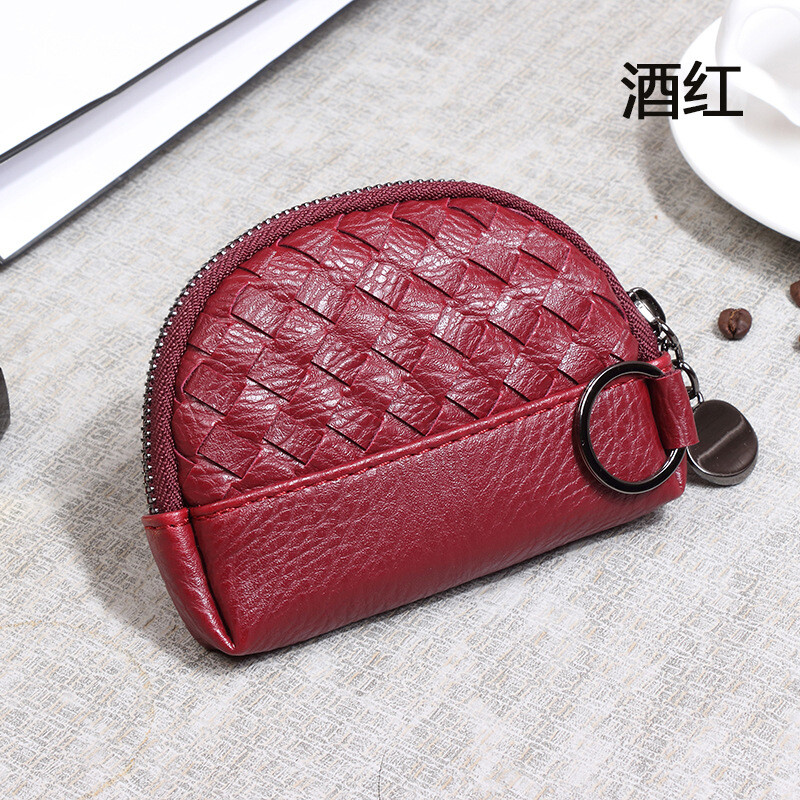 2024 Нови дамски чанти Ръчно плетен дамски портфейл Обикновено портмоне за монети Портфейл от PU кожа Малка козметична чанта с цип