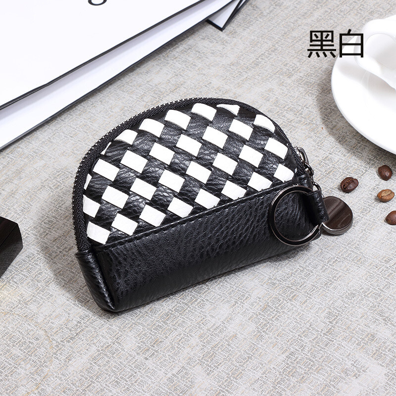 2024 Нови дамски чанти Ръчно плетен дамски портфейл Обикновено портмоне за монети Портфейл от PU кожа Малка козметична чанта с цип