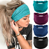 Bandana pentru cap de culoare solidă, cu nod, bentite late pentru femei, din bumbac moale, pentru sport, benzi elastice pentru păr, accesorii, bandana pentru yoga