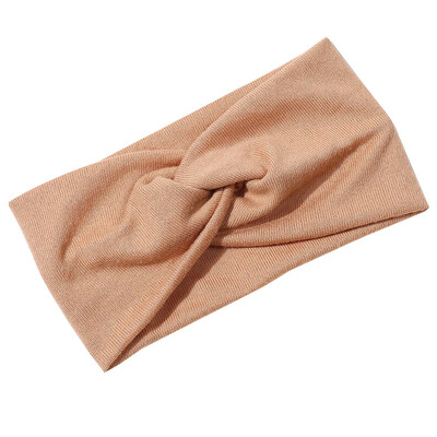 Donarsei Корея Зимна широка плетена кръстосана лента за глава за жени, модна едноцветна еластична йога тюрбан, бандани, ленти за коса