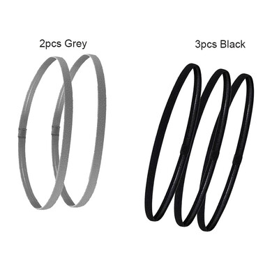 5 бр. Неплъзгаща се еластична спортна лента за коса Черна еластична спортна лента за глава Йога Бягане Колоездене лента за глава Жени Момичета Фитнес лента за глава