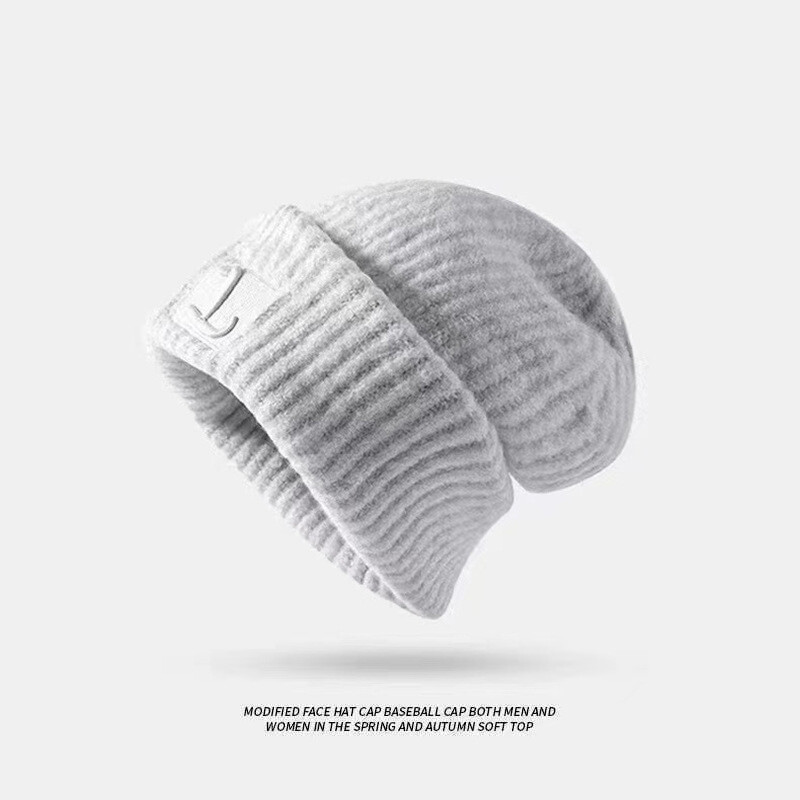 Veliki opseg glave Debela vunena kapa Ženska jesenska i zimska labava topla kapa s hladnom kapom Veliko lice koje pokazuje malu zaštitu za uši Pletena kapa
