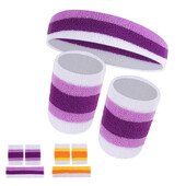 3Pcs Modna sportska traka za glavu Set narukvica Sportovi na otvorenom Teretana Ručnik Traka za znojenje Štitnik Košarka Tenis Fitnes Joga Omotač za zglob
