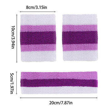 3 бр. Модни спортни ленти за глава Комплект ленти за китки Спорт на открито Фитнес хавлиена лента Предпазител Баскетбол Тенис Фитнес Йога Обвивка за китки