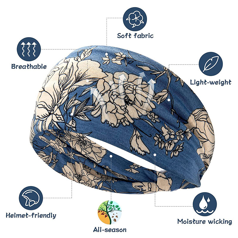 Bohemian Trendy Yoga Motion Hairpie za upijanje znoja Upijanje znoja i elastična pamučna glava Ženska pokrivala za glavu Dodaci za kosu