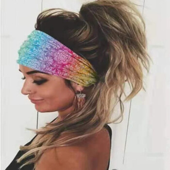 Tie Dye Колоездене Йога Спорт Пот лента за глава Дамска лента за пот за мъже Жени Йога ленти за коса Ленти за пот на главата Спортна безопасност