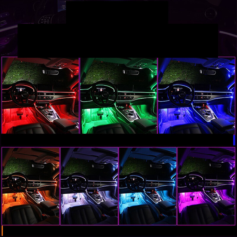 Šaltinis gamyklinis automobilio salonas EL šviesą skleidžiantis LED spalvos šalta šviesa USB juostelė automobilio kraštas EL atmosferos šviesos atmosferos šviesa 5 metrai