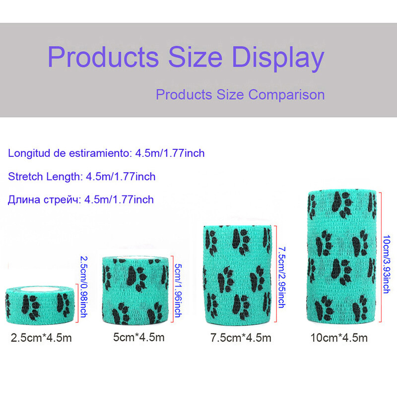 Цветно отпечатано самозалепващо се еластично бандажно увиващо тиксо 4,8 м спортен протектор еластопласт за пръст глезена длан стави домашен любимец