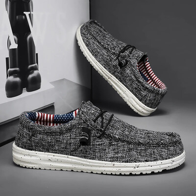 Patogūs sportbačiai vyriški avalynė Laisvalaikio drobiniai batai Vienspalviai slydimo ant plokščių klasikinių didelių dydžių minkšti, kvėpuojantys vyriški batai