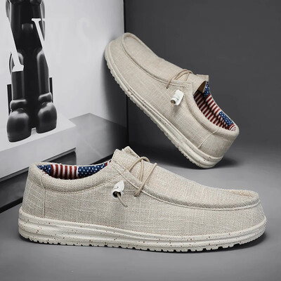 Patogūs sportbačiai vyriški avalynė Laisvalaikio drobiniai batai Vienspalviai slydimo ant plokščių klasikinių didelių dydžių minkšti, kvėpuojantys vyriški batai