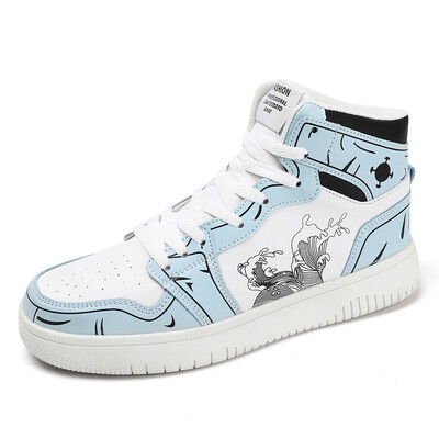 Vyriški sportbačiai Aukšta viršūnė plokščia odinė, kvėpuojanti laisvalaikio, patogūs vaikščiojimo batai, prabangūs dizainerio didelio dydžio teniso batai Vyras