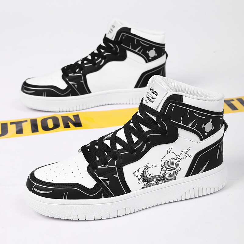 Vyriški sportbačiai Aukšta viršūnė plokščia odinė, kvėpuojanti laisvalaikio, patogūs vaikščiojimo batai, prabangūs dizainerio didelio dydžio teniso batai Vyras