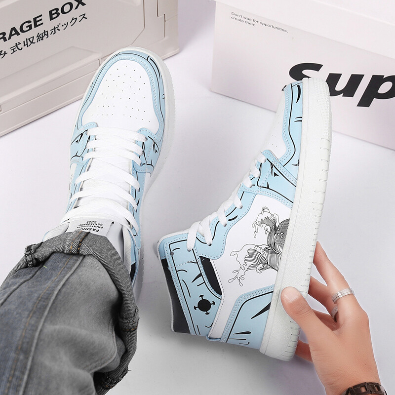 Vyriški sportbačiai Aukšta viršūnė plokščia odinė, kvėpuojanti laisvalaikio, patogūs vaikščiojimo batai, prabangūs dizainerio didelio dydžio teniso batai Vyras