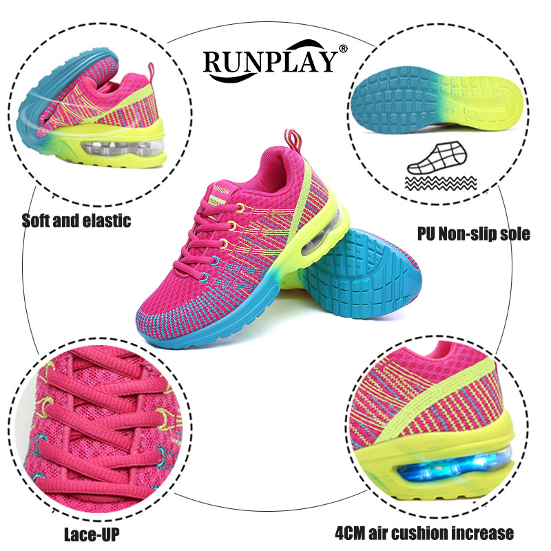 Moteriški teniso bateliai oro pagalvėlė 4 cm aukščio didinimo tinkliniai sportiniai sportbačiai, skirti fitnesui, kvėpuojantys moteriški vaikščiojimo treniruoklių batai