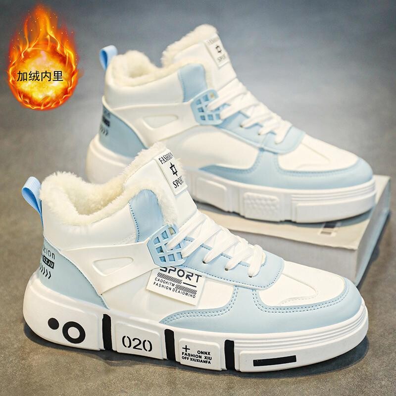 Téli férfi cipők 2023 új magas szárú tornacipők fiúknak és lányoknak, plusz bársony, meleg és vastag pamut cipők, alkalmi sportcipők, férfi cipők