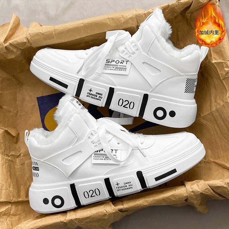 Téli férfi cipők 2023 új magas szárú tornacipők fiúknak és lányoknak, plusz bársony, meleg és vastag pamut cipők, alkalmi sportcipők, férfi cipők