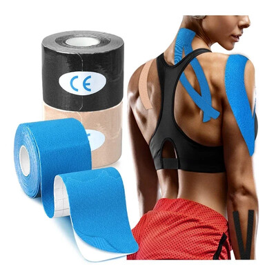 Banda kinesio sport de 5 cm, kinesiologie musculară, elastică, ameliorarea durerii în genunchi, plasture pentru încordare, autocolante de recuperare atletică, bandaje de fitness