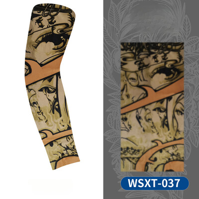 Нов нагревател за охлаждане на ръцете Унисекс Бързосъхнещ UV защита Ръкави за ръце на открито Колоездене Модни татуировки Слънцезащитен ръкав с печат