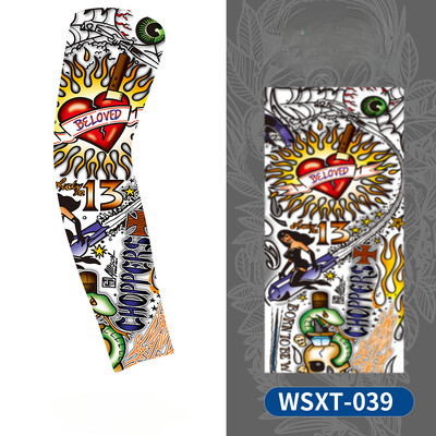 Нов нагревател за охлаждане на ръцете Унисекс Бързосъхнещ UV защита Ръкави за ръце на открито Колоездене Модни татуировки Слънцезащитен ръкав с печат