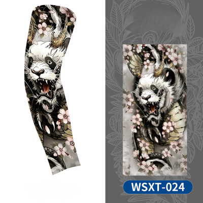 Нов нагревател за охлаждане на ръцете Унисекс Бързосъхнещ UV защита Ръкави за ръце на открито Колоездене Модни татуировки Слънцезащитен ръкав с печат