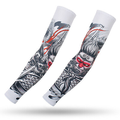 Спорт на открито Компресионен ръкав за ръце 2PCS Плюс размер Татуировка Ръкави Еластичен маншет Мъже Жени Колоездене Риболов Лед Копринено покритие за ръце