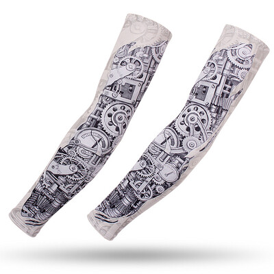 Спорт на открито Компресионен ръкав за ръце 2PCS Плюс размер Татуировка Ръкави Еластичен маншет Мъже Жени Колоездене Риболов Лед Копринено покритие за ръце