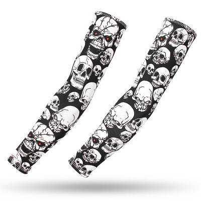 Спорт на открито Компресионен ръкав за ръце 2PCS Плюс размер Татуировка Ръкави Еластичен маншет Мъже Жени Колоездене Риболов Лед Копринено покритие за ръце