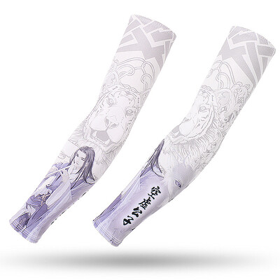 Спорт на открито Компресионен ръкав за ръце 2PCS Плюс размер Татуировка Ръкави Еластичен маншет Мъже Жени Колоездене Риболов Лед Копринено покритие за ръце