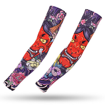 Спорт на открито Компресионен ръкав за ръце 2PCS Плюс размер Татуировка Ръкави Еластичен маншет Мъже Жени Колоездене Риболов Лед Копринено покритие за ръце