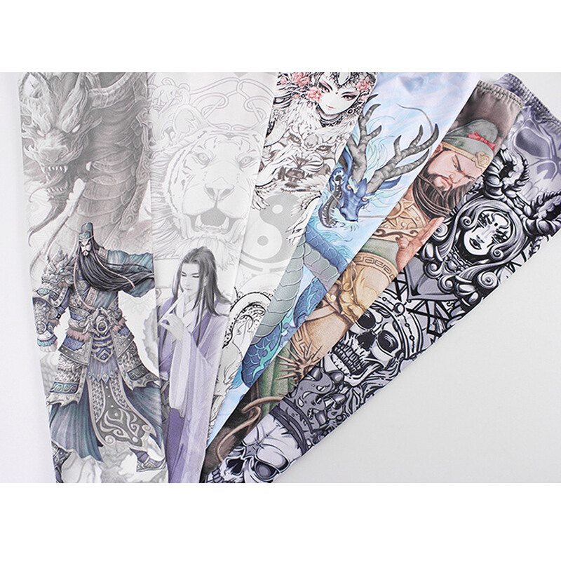 Спорт на открито Компресионен ръкав за ръце 2PCS Плюс размер Татуировка Ръкави Еластичен маншет Мъже Жени Колоездене Риболов Лед Копринено покритие за ръце