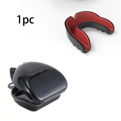 1бр Черен Червен Протектор за уста за професионални бойни спортове Футбол Баскетбол Бокс Тренировка Спортен протектор за уста