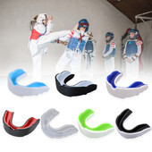 Детски щит за боксова дъвка с калъф за съхранение Защита на зъбите EVA спортен предпазител за уста Двуцветен за лакрос ръгби таекуондо