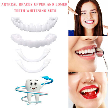 2 чифта Smile Whitening Teeth Snap Cap Грижа за протези Временни зъби Възвръщане на уверената усмивка Перфектни изкуствени зъби за мъже и жени