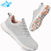 LiXingMing Дамски обувки за голф Розови професионални голфърски спортни маратонки Мъжки нехлъзгащи се без шипове голф трева Голф обувки за ходене