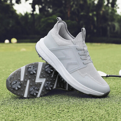 Обувки за голф Мъжки маратонки с шипове за голф Външни мъжки въртящи се модни меки ходещи голф Нехлъзгащи се обувки за голф Дишащи черни