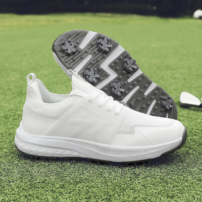 Обувки за голф Мъжки маратонки с шипове за голф Външни мъжки въртящи се модни меки ходещи голф Нехлъзгащи се обувки за голф Дишащи черни