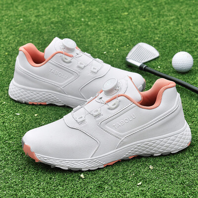 Дамски обувки за голф Водоустойчиви спортни маратонки за голф Голф Професионални нехлъзгащи се обувки за голф на открито Дамски бели розови обувки