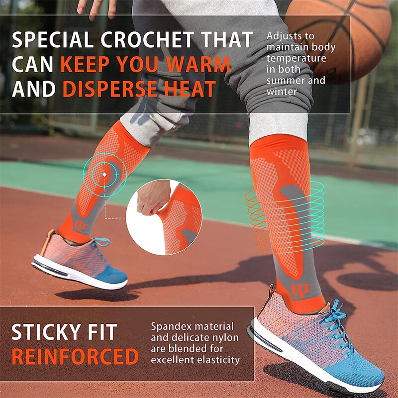 1 par kompresijskih rukava za potkoljenicu - čarape za podršku potkoljenici za ublažavanje grčeva u nogama, nogomet, trčanje, košarka, putovanja, posao, sport